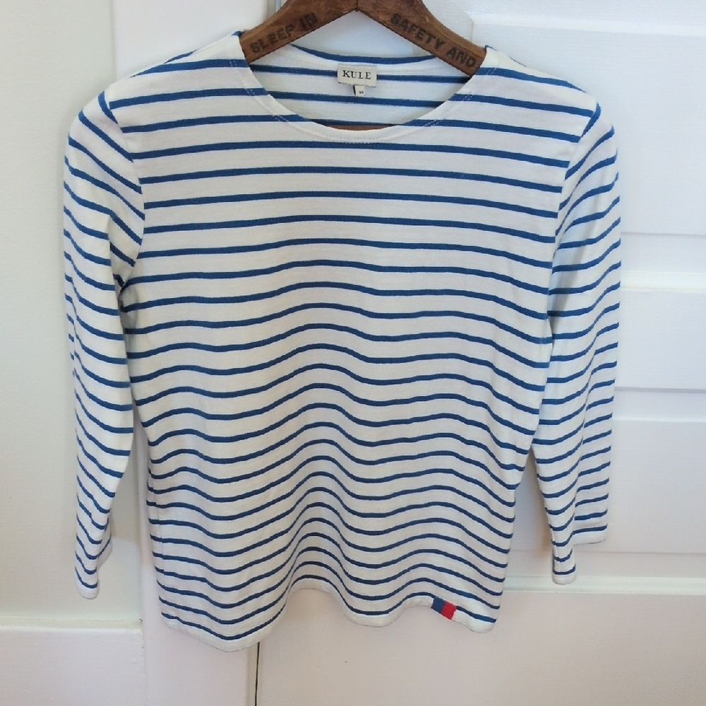KULE Blue and White Striped Top XS